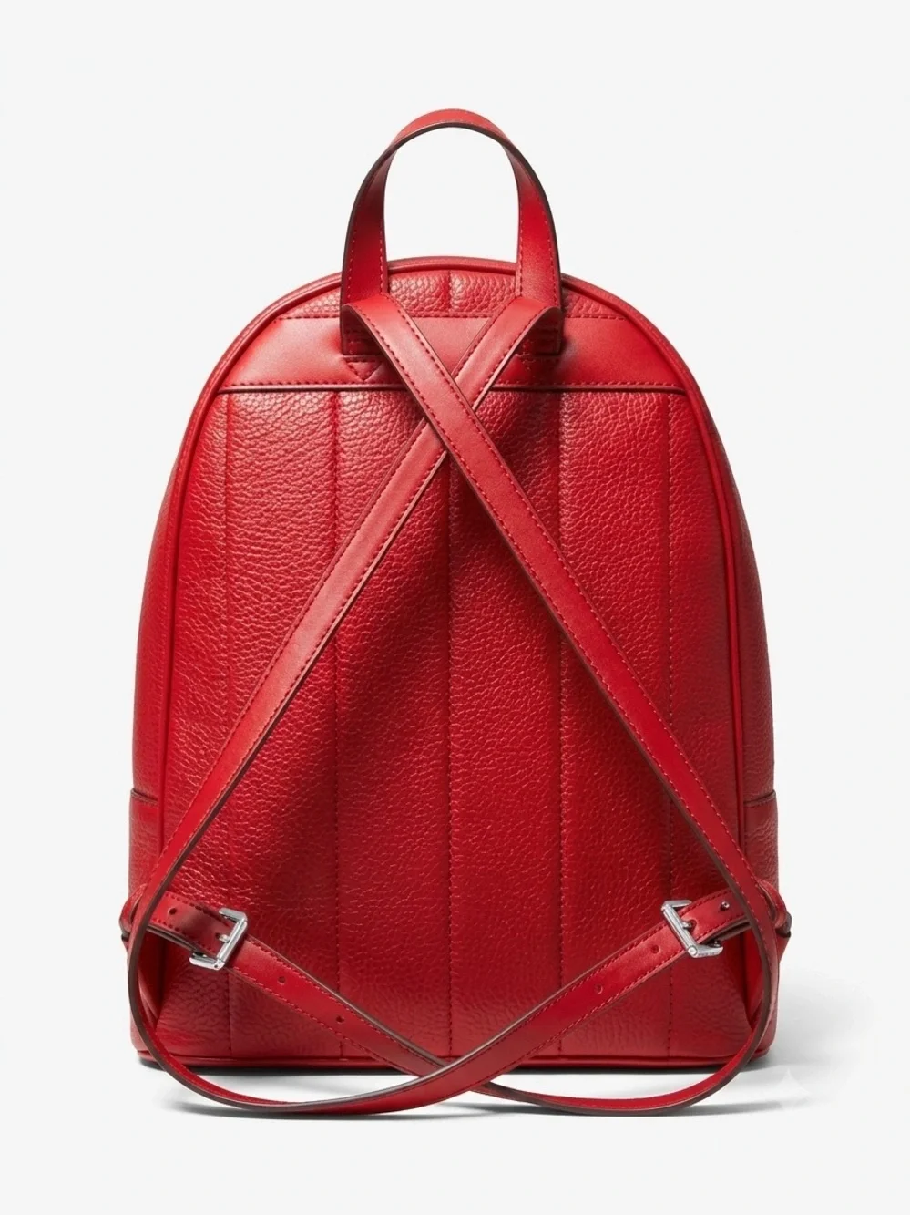 Michael Kors Red Pebbled Leather Backpack Medium Silver Hardware Handbag Travel